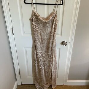 Elegant Tan Patterned Women's Dress